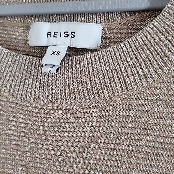Reiss Stella Metallic Semi-Sheer Sleeve Top - Picture 4 of 8